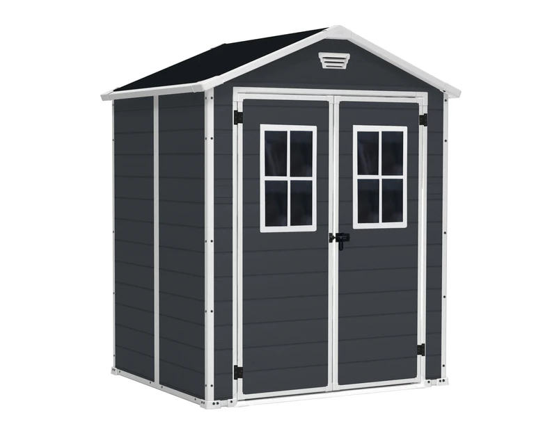 KETER Manor 6x5 Large Outdoor Storage/Garden Shed (European Grey/White)