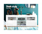 Artiss Led Entertainment Unit Rgb White TV Cabinet High Gloss 145CM