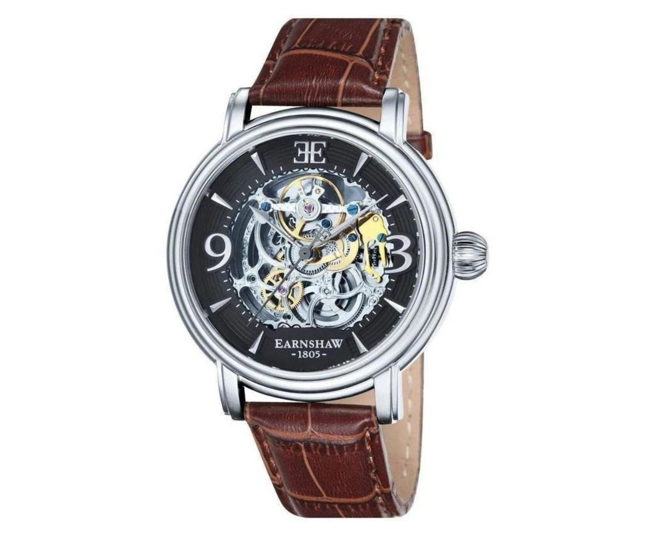 Earnshaw Men's 48mm Longcase Leather Watch - Stainless Steel/Brown