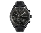 Hugo Boss Men's 44mm Grand Prix Leather Sports Watch - Black
