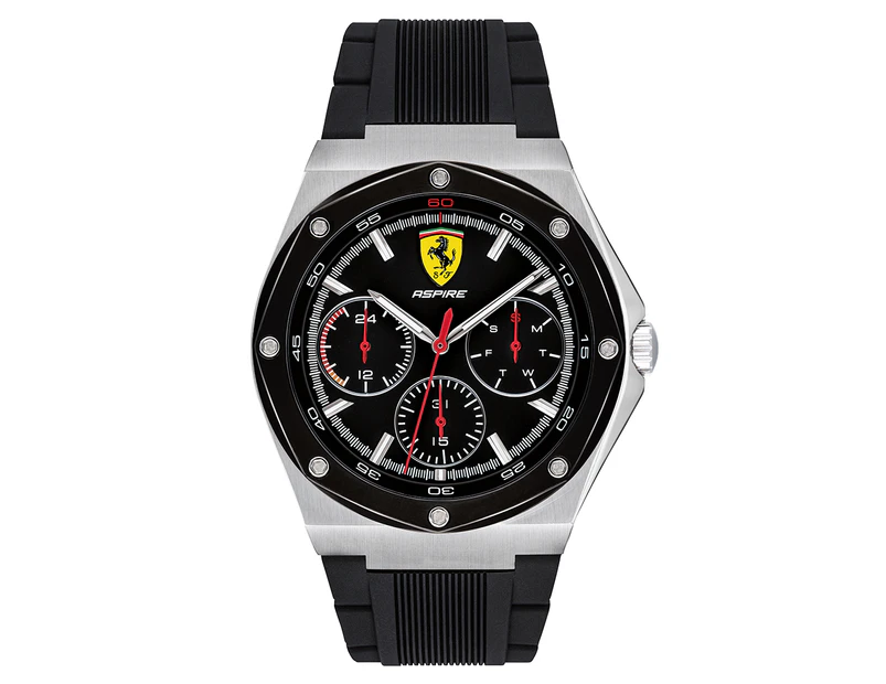 Ferrari Men's 44mm Aspire Silicone Watch - Black/Silver