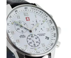 Swiss Military Black Leather White Dial Chronograph Men's Watch - SM34012.06