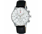 Swiss Military Black Leather White Dial Chronograph Men's Watch - SM34012.06