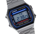 Casio Retro Men's Silver Alarm Chrono Watch - A168WA-1