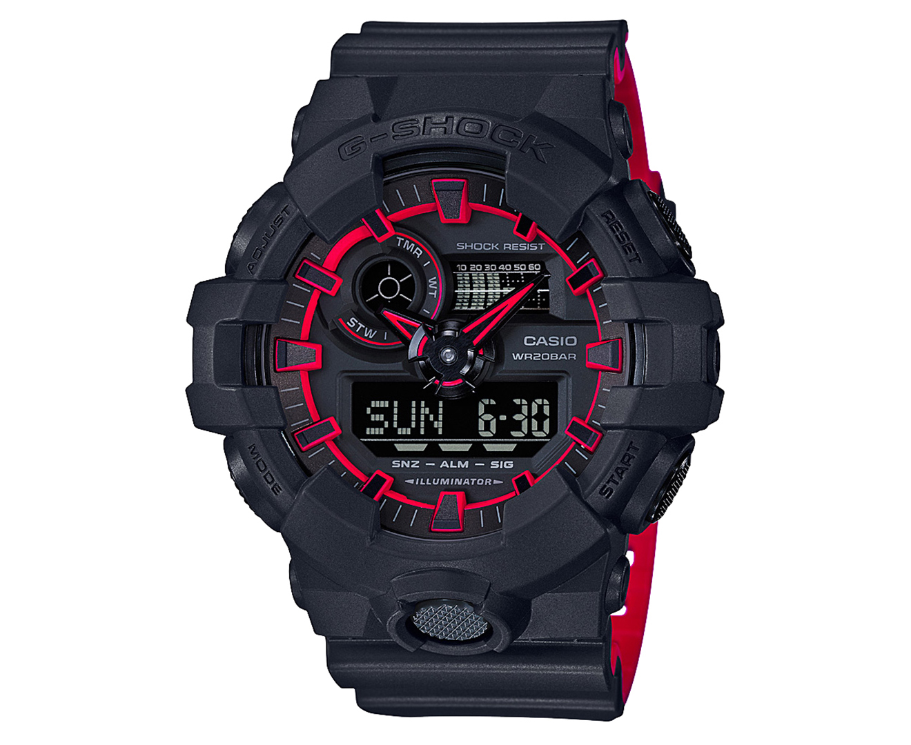 casio g shock red and black