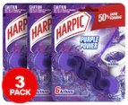 3 x Harpic Purple Power Toilet Block Lilac Meadow 39g