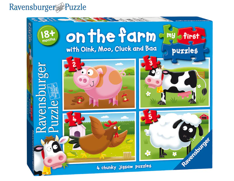Ravensburger My First Puzzles: On the Farm Chunky 4-Puzzle Set
