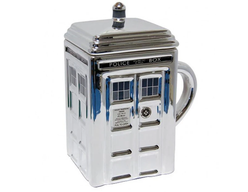 Doctor Who Tardis Mug With Lid - Silver