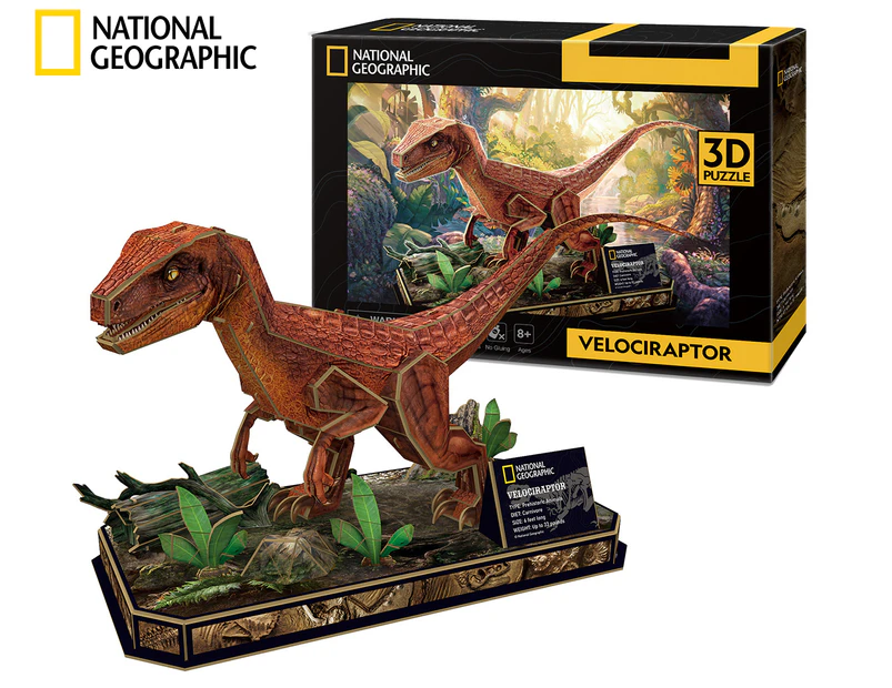 National Geographic Velociraptor 63-Piece 3D Paper Model Kit