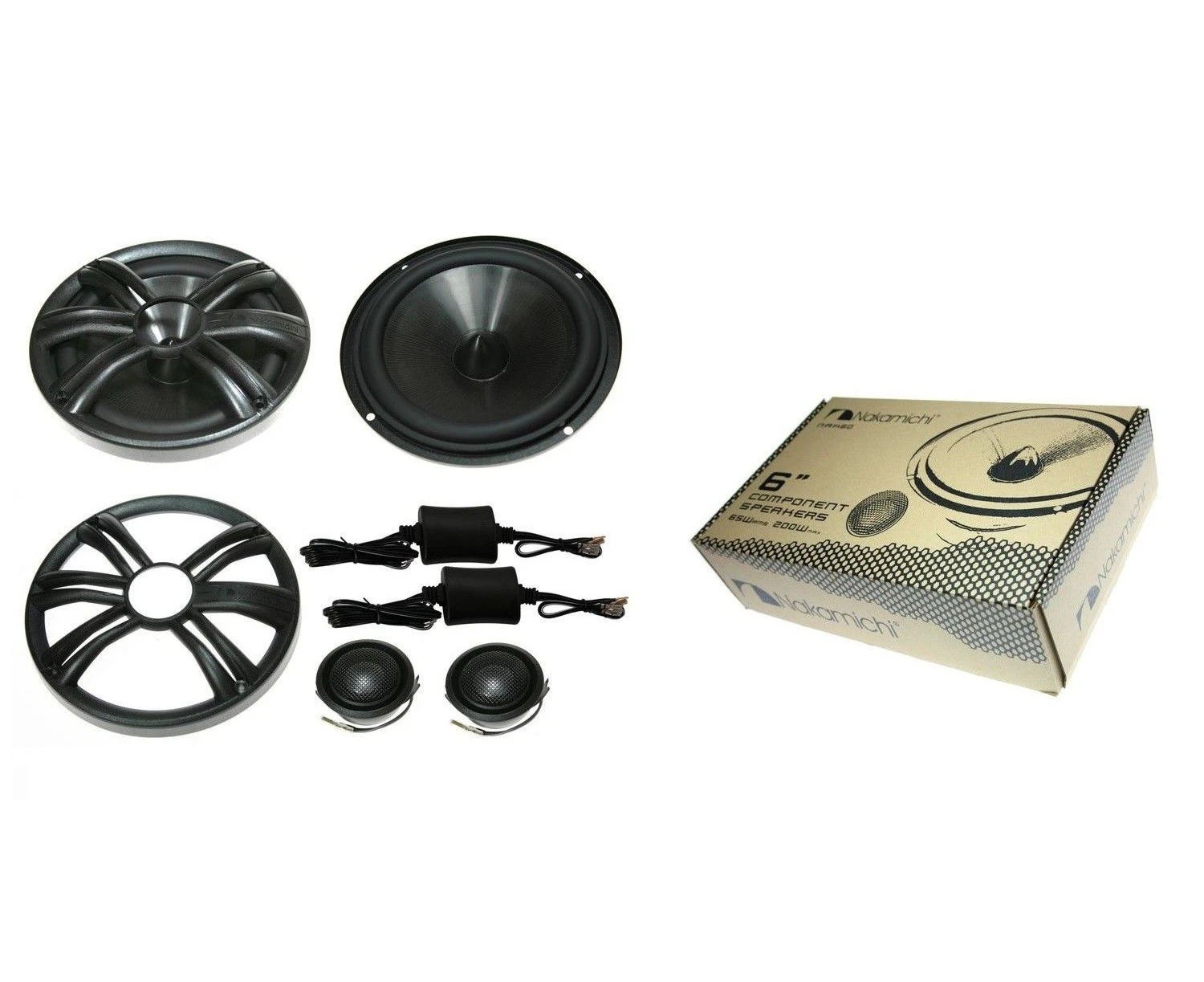 Nakamichi NAK60 6" Splits Car Speakers w/ Crossover & 1" Titanium Tweeter (Pair)