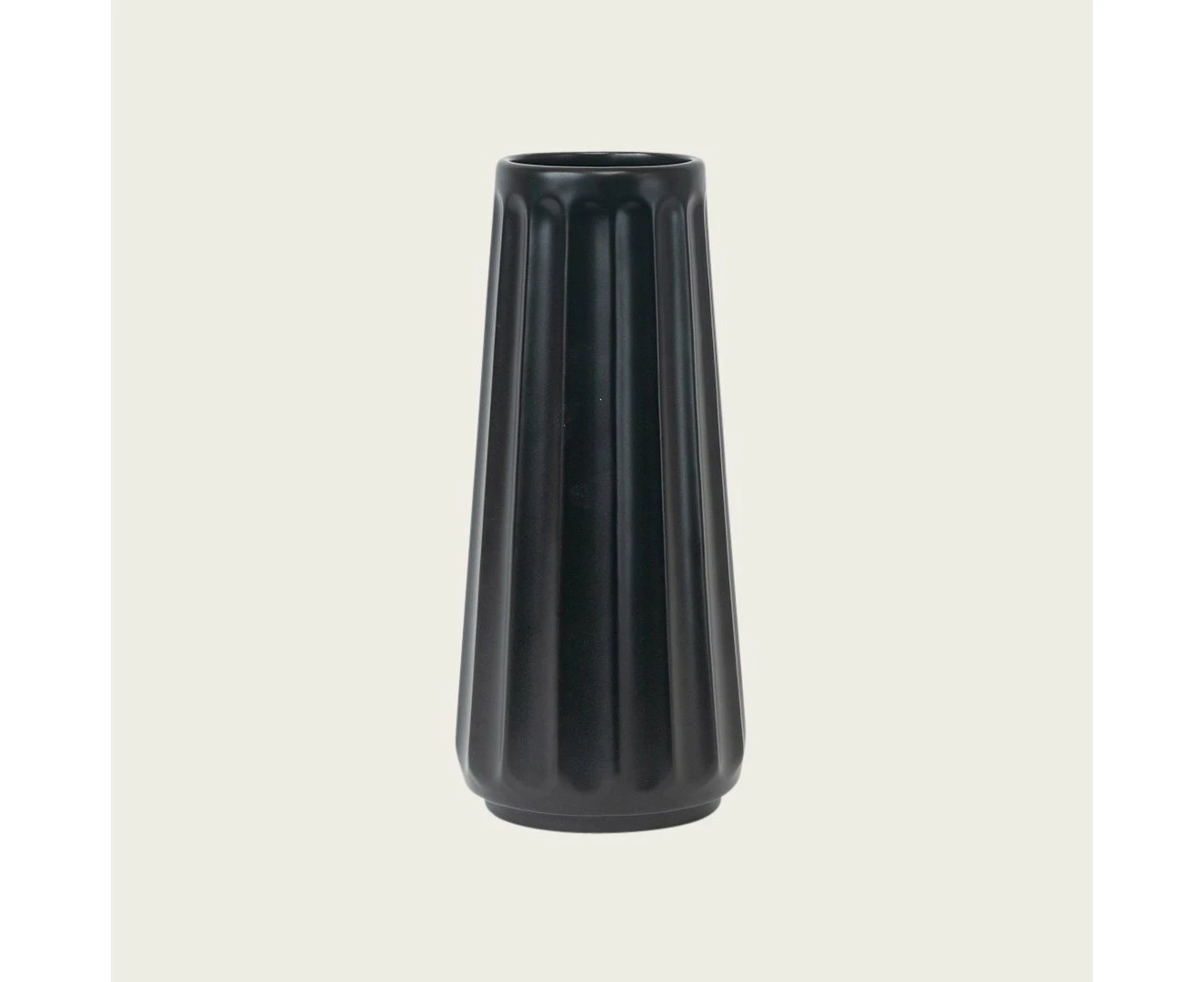 Auguste Large Ceramic Ribbed Vase in Black - Buy 1 Get 1 Free Sale