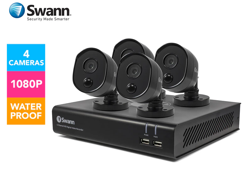 Swann Home Security DVR-4480 w/ 32GB Micro SD Card & 4 x 1080p Thermal Sensing Cameras
