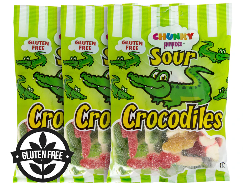 3 x Chunky Funkeez Sour Crocodile Lollies 170g