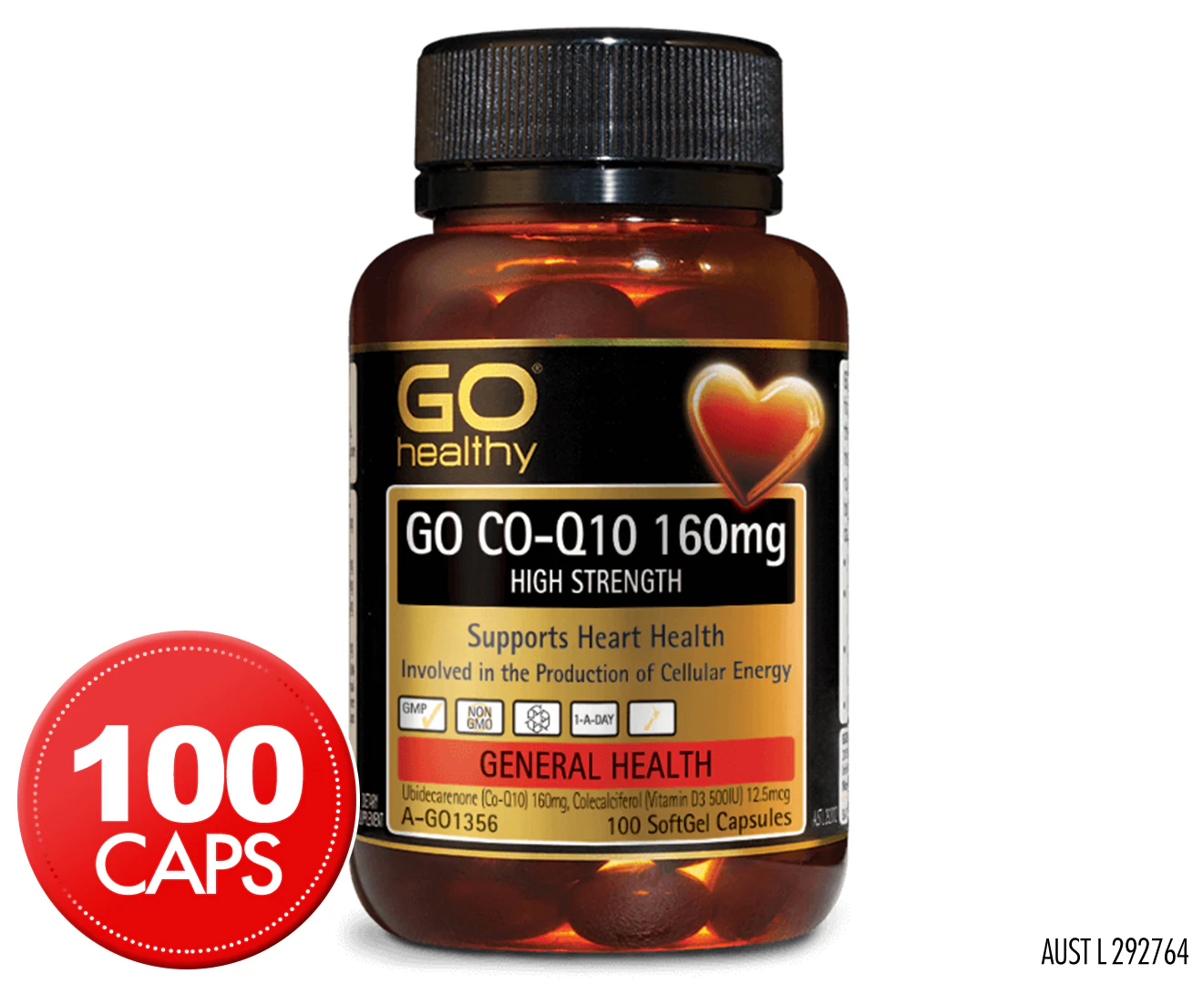 Go Healthy [Authorized Sales Agent] GO CoQ10 160mg High Strength  100 Softgel Caps 100pcs/box