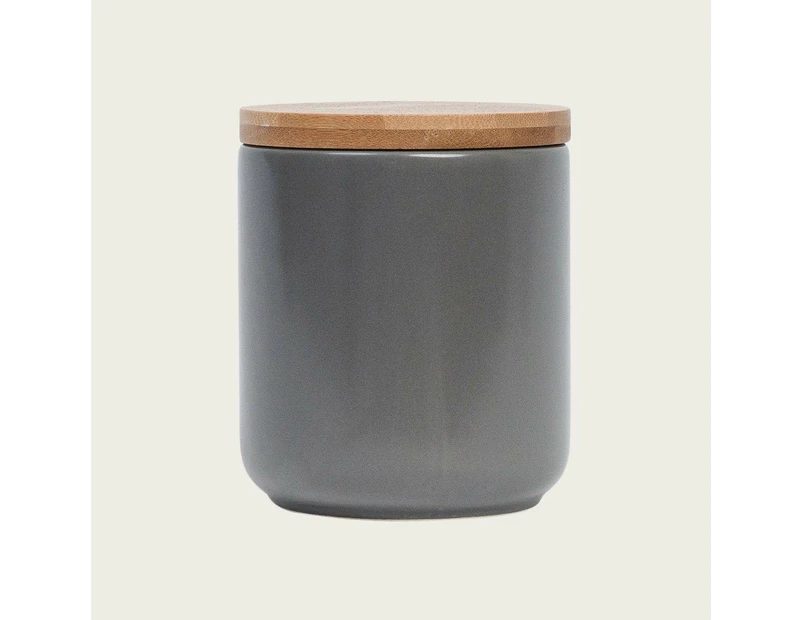 Hesse Ceramic Canister W/ Wood Lid in Grey - (Buy 1 Get 1 Free Sale)