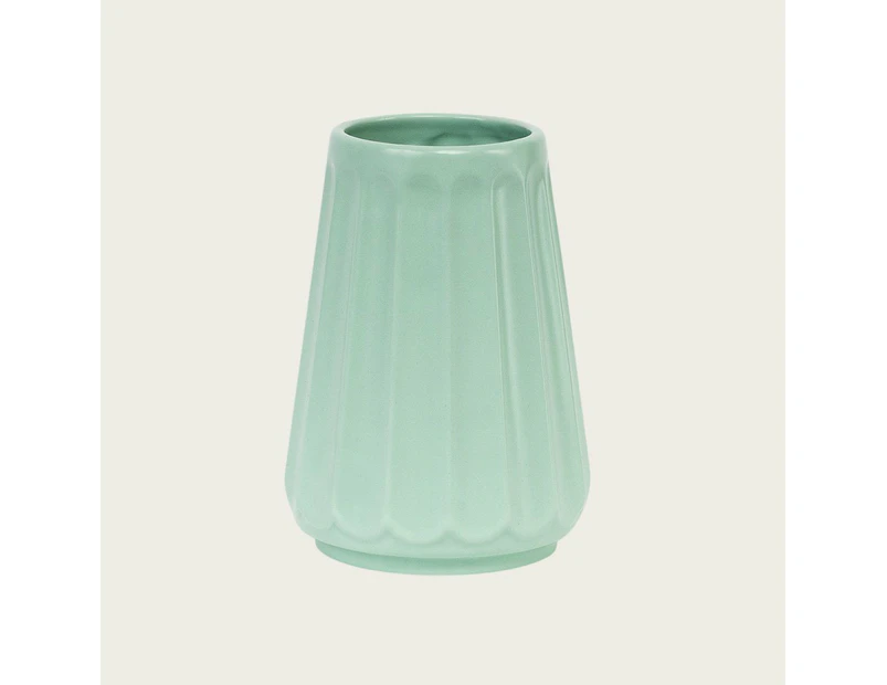 Auguste Small Ceramic Ribbed Vase in Mint - Buy 1 Get 1 Free Sale