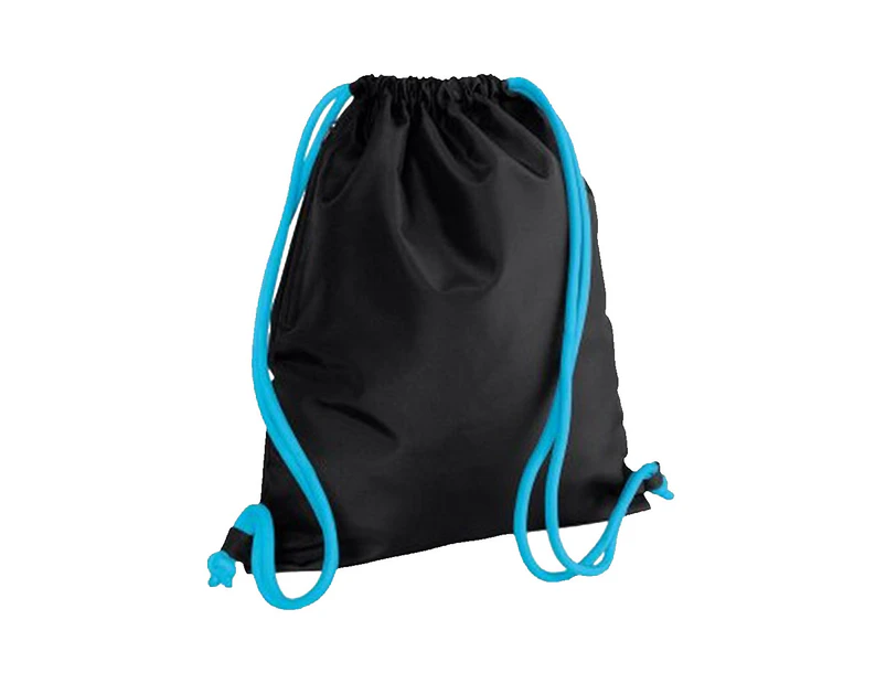 Bagbase Icon Drawstring Bag/Gymsac (Black/Surf Blue) - BC3396