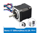 59Ncm Nema 17 Stepper Motor 2A 4-wire 1m Cable for DIY 3D Printer CNC Robot