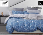 Gioia Casa Nikki 100% Cotton Reversible King Bed Quilt Cover Set - Blue/Grey
