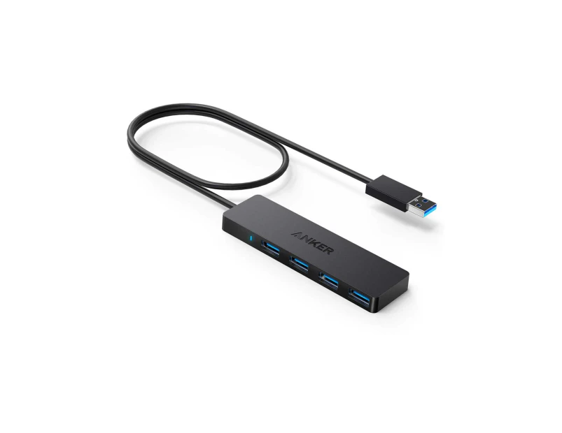 Anker USB Hub 4-Port 3.0 Ultra Slim with 60cm Extended Cable - Black