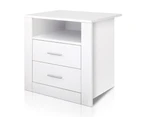 Anti-Scratch Bedside Table 2 Drawers - White(AU Stock)