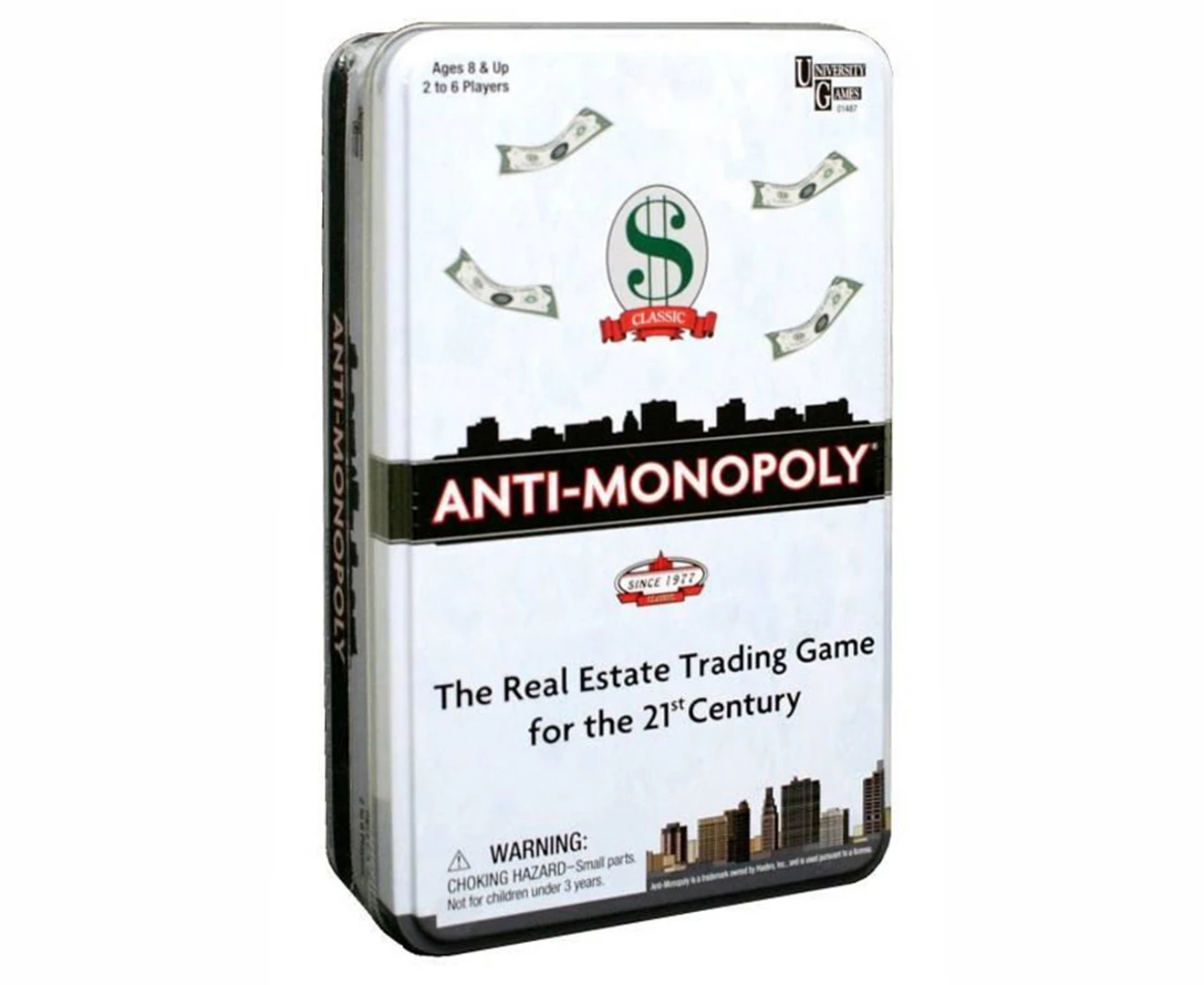 Anti-Monopoly Travel Tin Board Game