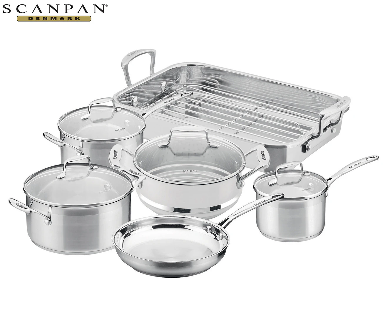 Scanpan 6-Piece Stainless Steel Impact Cookware Set w/ Roaster