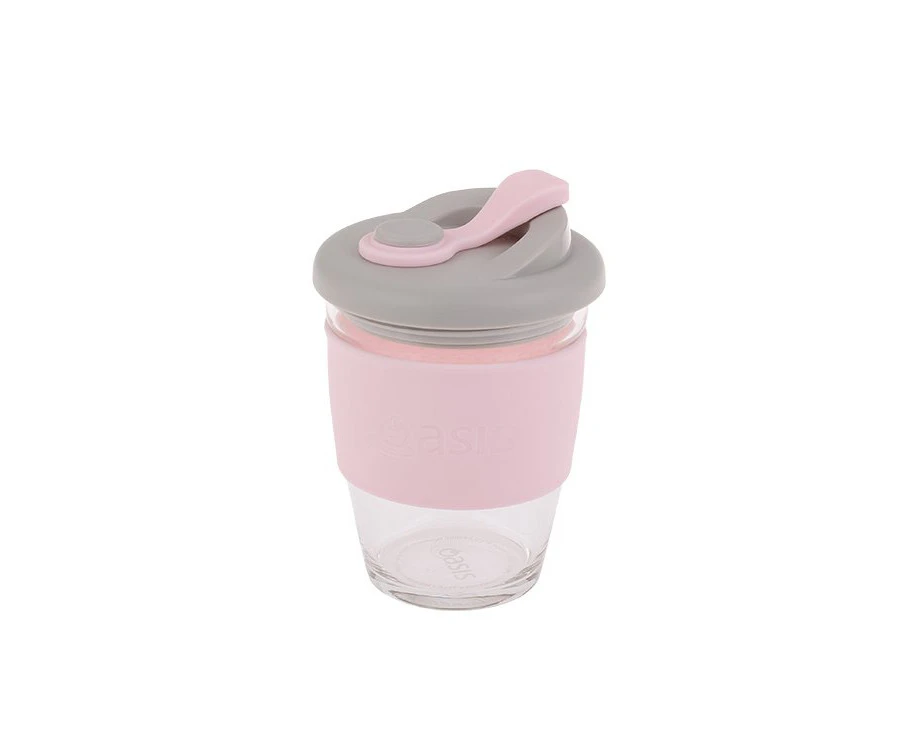 Oasis Glass Reusable Coffee Cup - Soft Pink 340ml