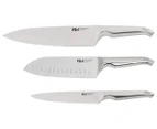 3pc Furi Pro East/West Santoku/Utility/Chefs Knives & Acacia Wooden Box Set