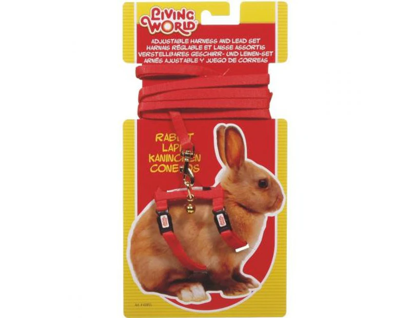 Living World Dwarf Rabbit Harness and Lead Set - Red
