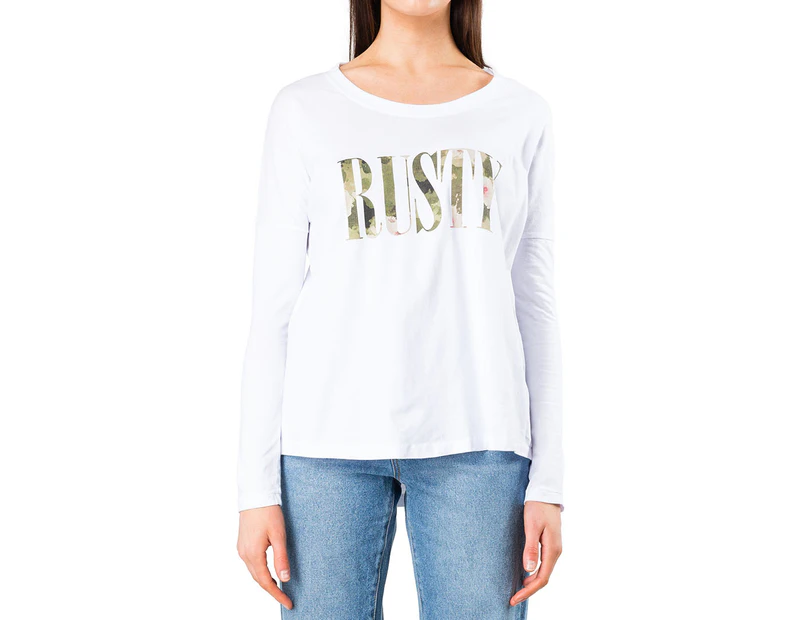 Rusty Women's Camo Floral Long Sleeve Top - White