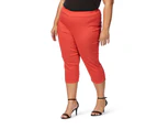 Beme Capri Slit Bengaline   - Womens Plus Size Curvy - RED