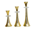 Gold Plated Crystal inserted candle Holder Set of 3-  11,22 and 35cm Tall