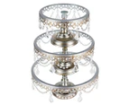 3-Piece Glass top crystal Cake stand set - Rose Gold
