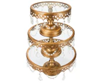 3-Piece Glass Cake Stand Set | Gold | Victoria Collection CS301VG