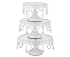 3-Piece Glass Cake Stand Set | White | Victoria Collection : CS301VW