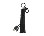 REBECCA MINKOFF POWER TASSEL KEYCHAIN MICRO USB CABLE 900mAH - BLACK
