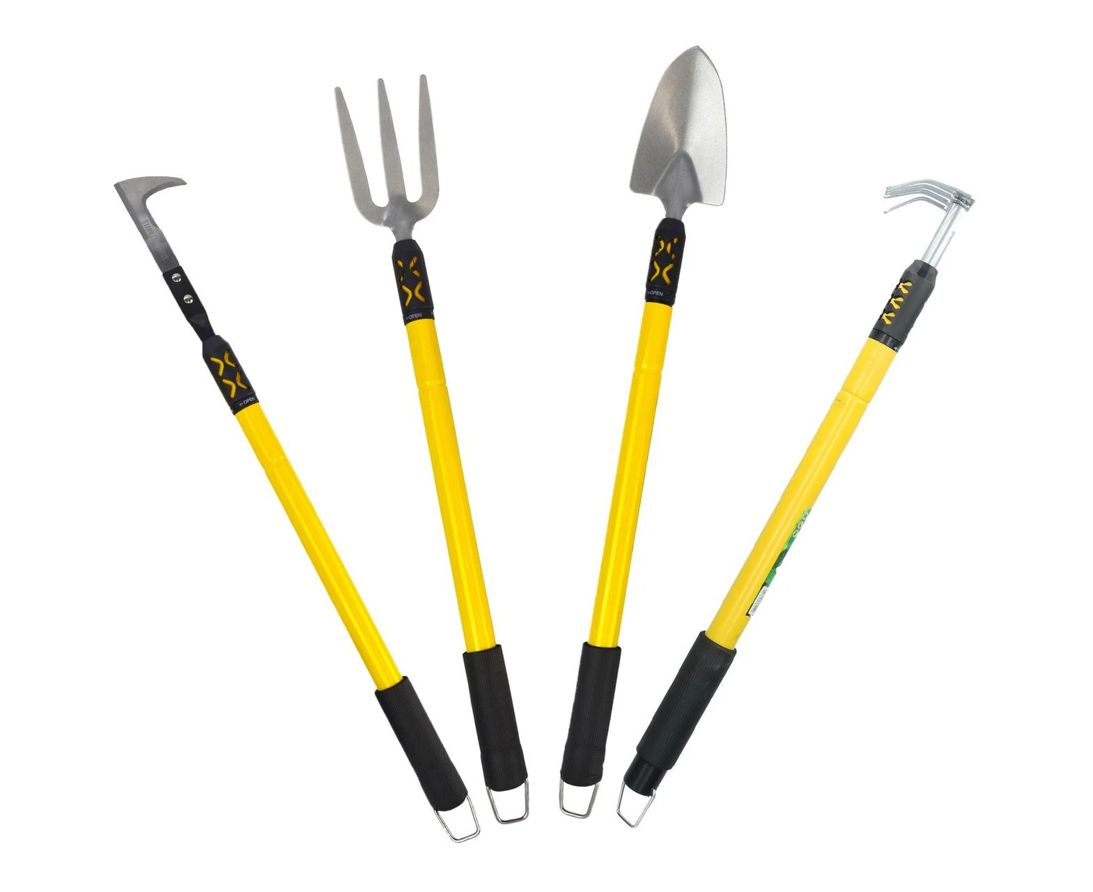 Garden Tool Kit Spade Shovel Fork Rake Weeder Telescopic Extendable Handles