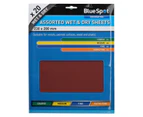 AB Tools 20pc Assorted Wet And Dry Sandpaper Sheets For Metal Plastic Wood Mixed Grit