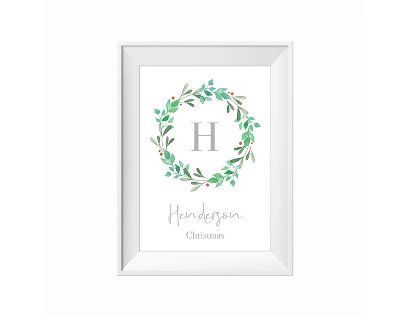 Toucan Name and Initial Christmas Wreath Wall Print
