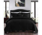 Queen King Super King Size Bed Embossed Coverlet Bedspread Set Comforter Quilt Black