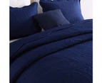 Queen King Super King Size Bed Embossed Coverlet Bedspread Set Comforter Quilt Navy