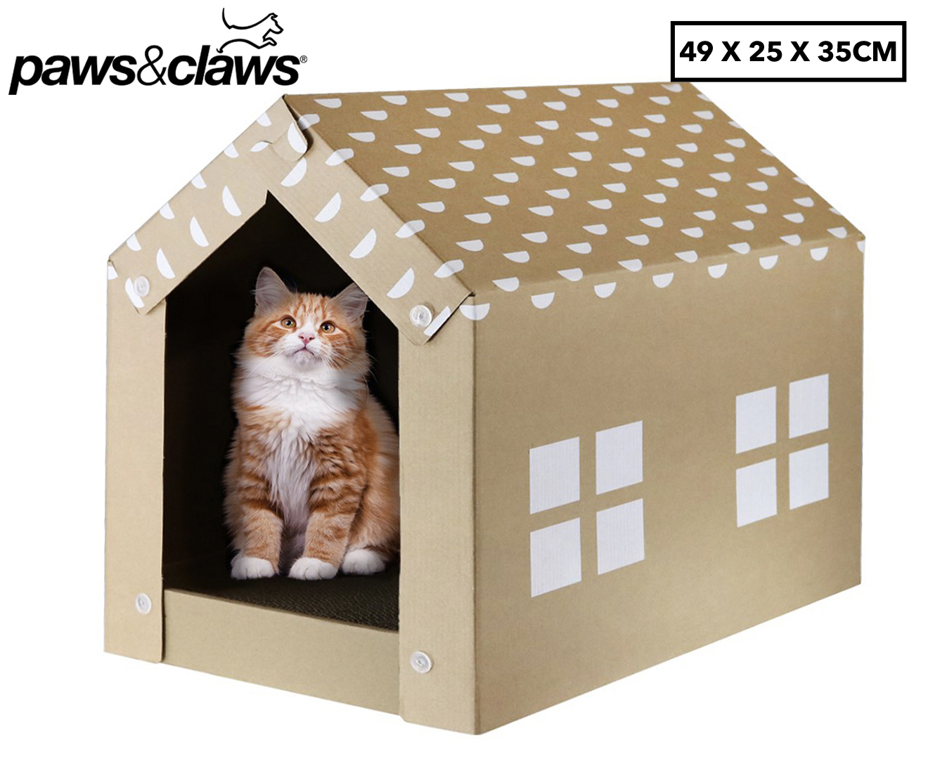 Paws & Claws Cat Scratching Cardboard House | Catch.co.nz