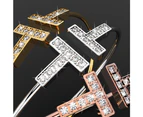 T Bar Bangle Embellished with Swarovski® crystals-Rose Gold/Clear