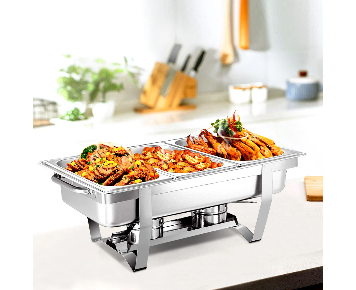 Emajin 9L Bain Marie Bow Chafing Dish 3Lx3 Stainless Steel Food Buffet Warmer