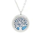 Tree of Life Aromatherapy Essential Oil Diffuser Necklace - Silver- Free Chain - Mothers Day Gift Idea