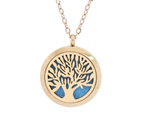 Tree of Life Aromatherapy Essential Oil Diffuser Necklace - Rose Gold Plate - Free Chain - Mothers Day Gift Idea