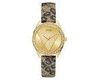 GUESS Women's 36mm Tri Glitz Leather Watch - Gold