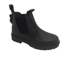 Grosby Rustle Jnr Boys Youth School Shoe Elastic Pull on Boot - Black