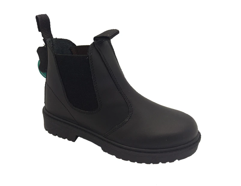 Grosby Rustle Jnr Boys Youth School Shoe Elastic Pull on Boot - Black